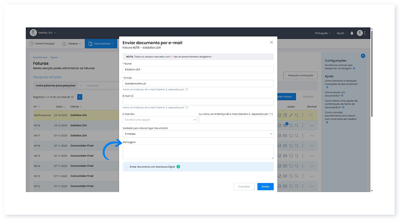 Posso enviar documentos por e-mail aos meus clientes - 5